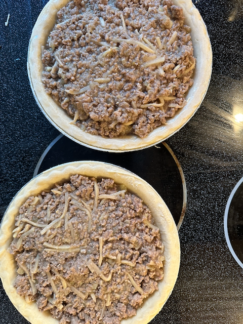 Pie shells with filling