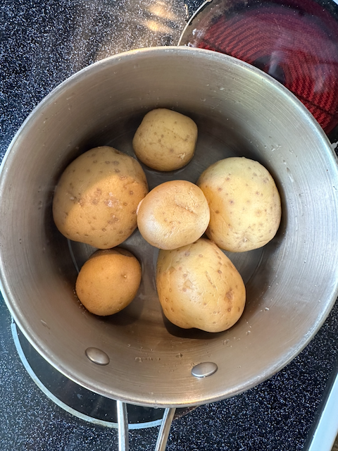 Potatoes in a sauce pan